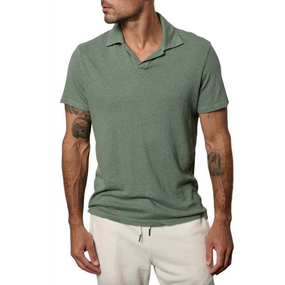 NEW VELVET BY GRAHAM & SPENCER short sleeved beck terry polo in green